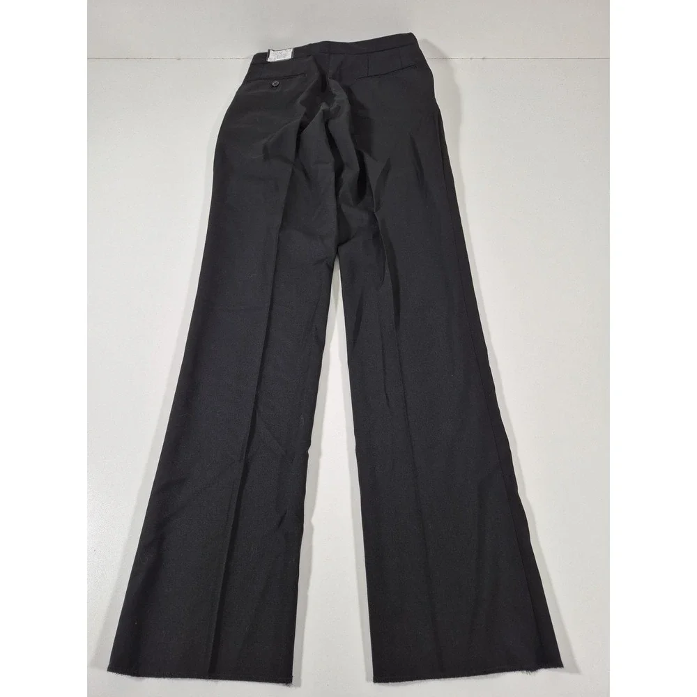 Dress Pants Mens 31x36 Black Wool Flat Front Adjustable Waist Unhemmed